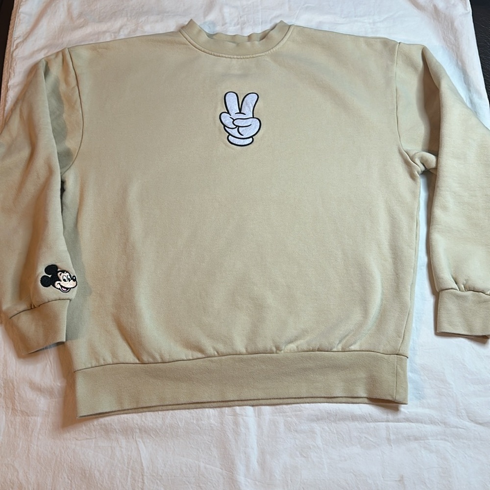 Disney Mickey Mouse Peace Sign Pullover Sweatshirt Size S - Picture 2 of 11